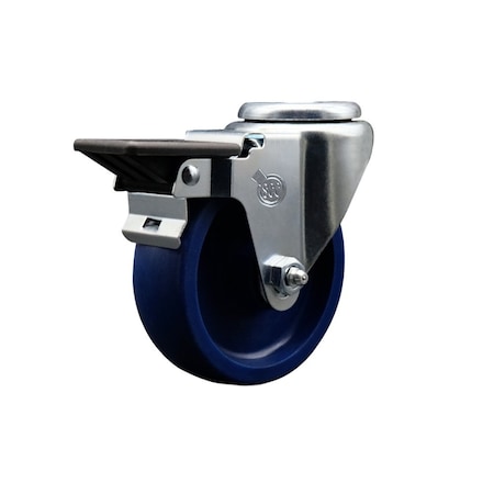 Service Caster 4'' Solid Poly Wheel Swivel Bolt Hole Caster with Posi Lock Brake SCC-BH20S414-SPUS-PLB